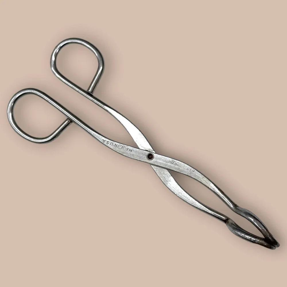 Vintage‎ EKCO USA Kitchen Tongs Set of 3 Metal Scissor Style Tongs Silver Cream